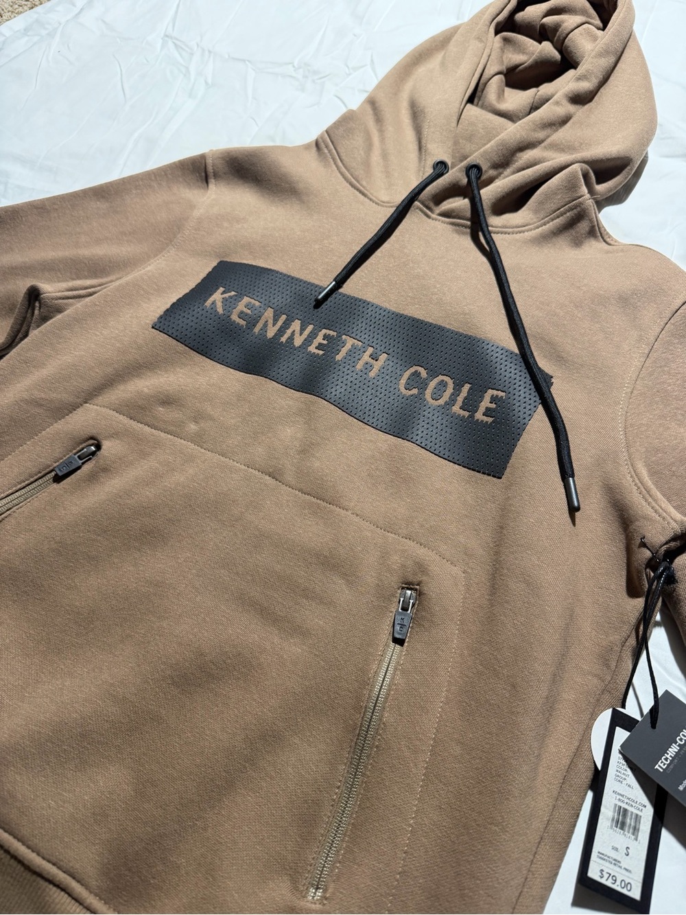 NWT Kenneth Cole Techni-Cole Mobility Fleece Hoodie Brown Men’s Small - Picture 2 of 5